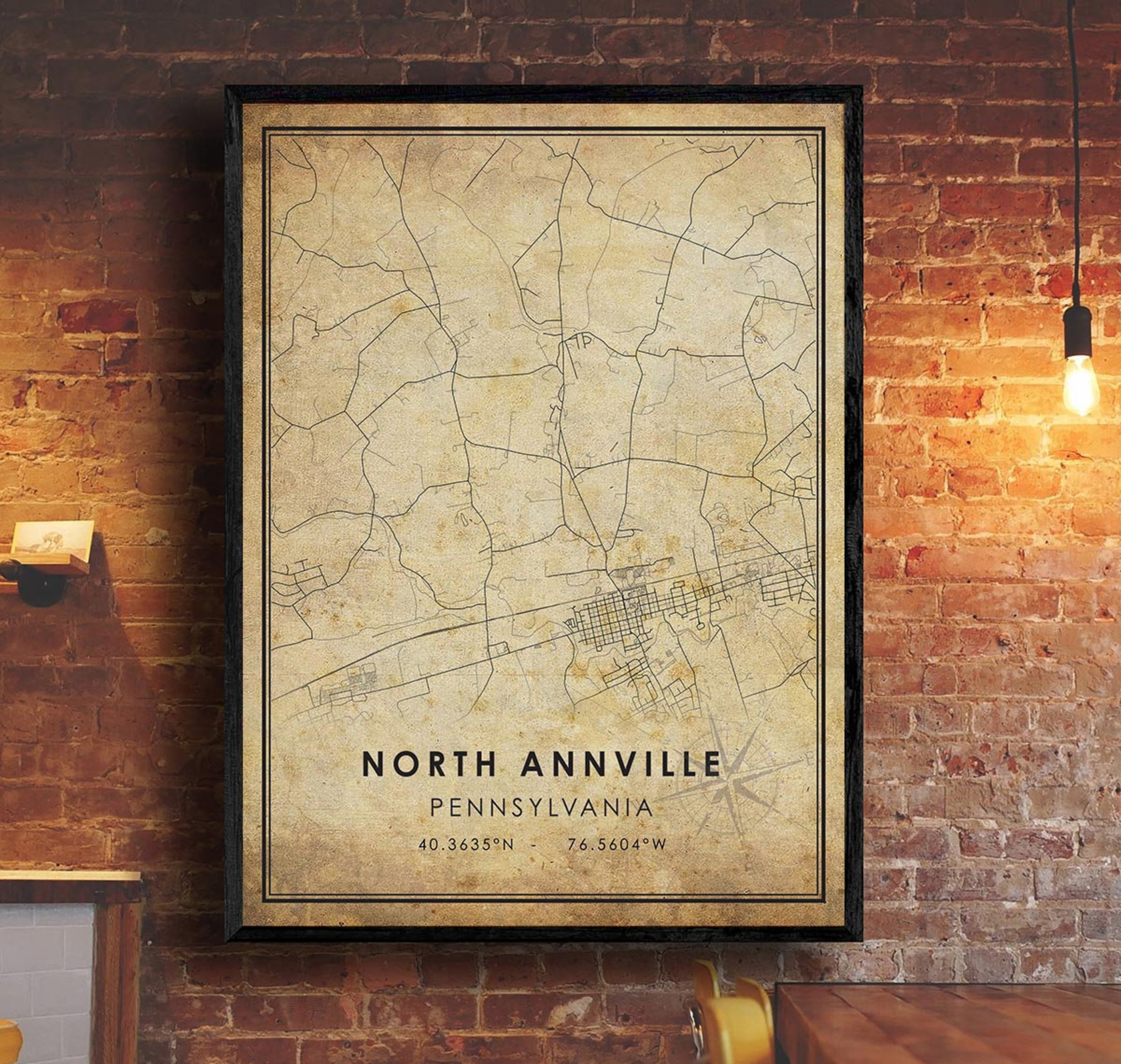 North Annville Map Print Canvas - North Annville Map - Pennsylvania Map ...