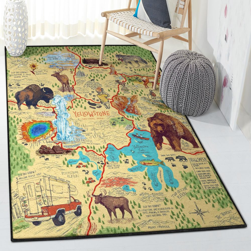 Yellowstone Rugs Green Park Washable Rugs Yellowstone National Park Rug Rectangle Rugs ...