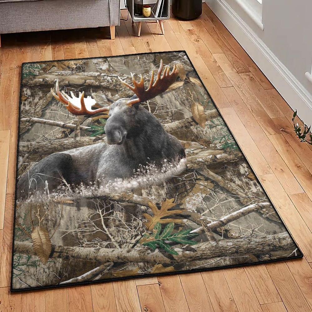 Real Moose Rug Moose Hunter Kitchen Rugs Moose Hunting Rug Rectangle Rugs Washable ...