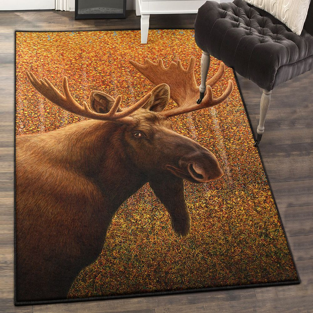 Real Moose Rug Moose Kitchen Rugs Moose Rug Rectangle Rugs Washable Area Rug Non-Slip ...