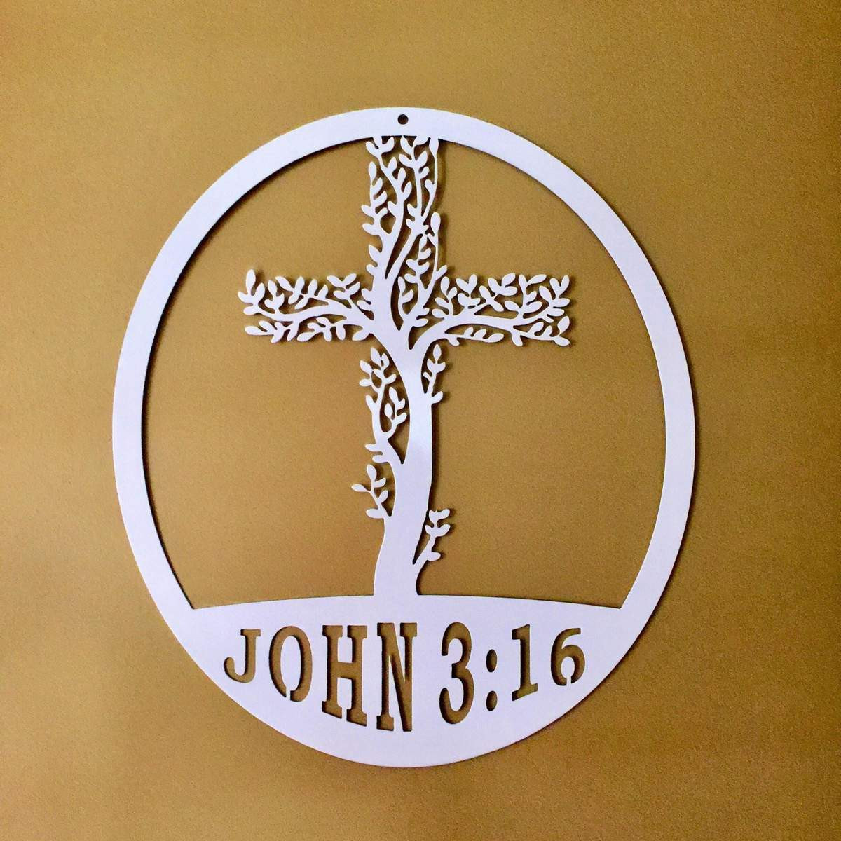 Cross Tree Of Life W/ John 3:16 Sign Cut Metal Sign Metal House Sign ...