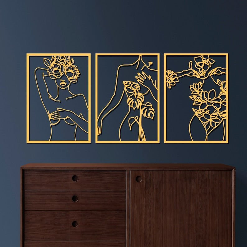 Set of 3 Naked Female Body Naked Woman Body Wall Art Nude Women Body ...