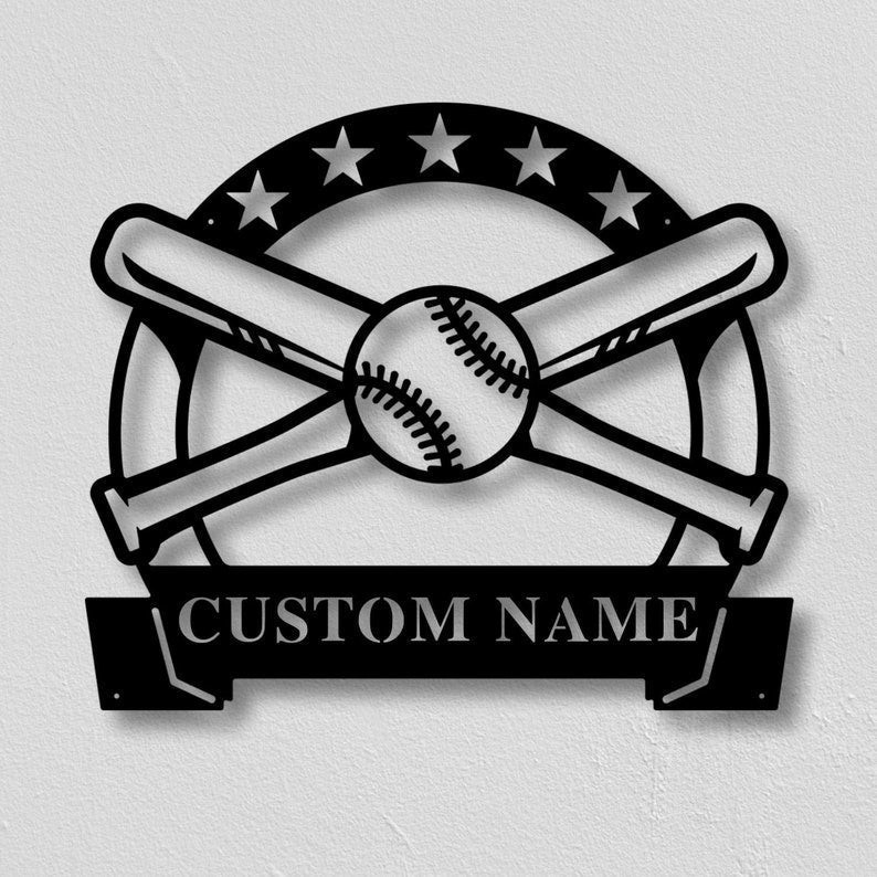 Custom Kids Baseball Sign Metal Baseball Name Sign Birthday Gift Kids ...