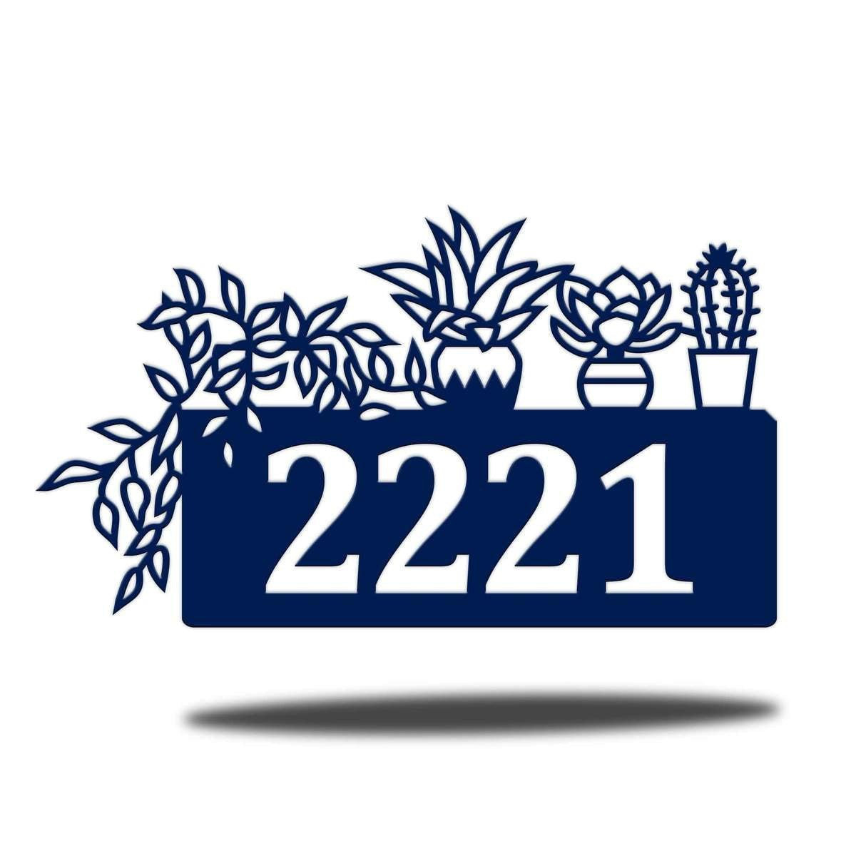 Artsy Potted Succulent Address Plaque Cut Metal Sign Metal House Sign ...