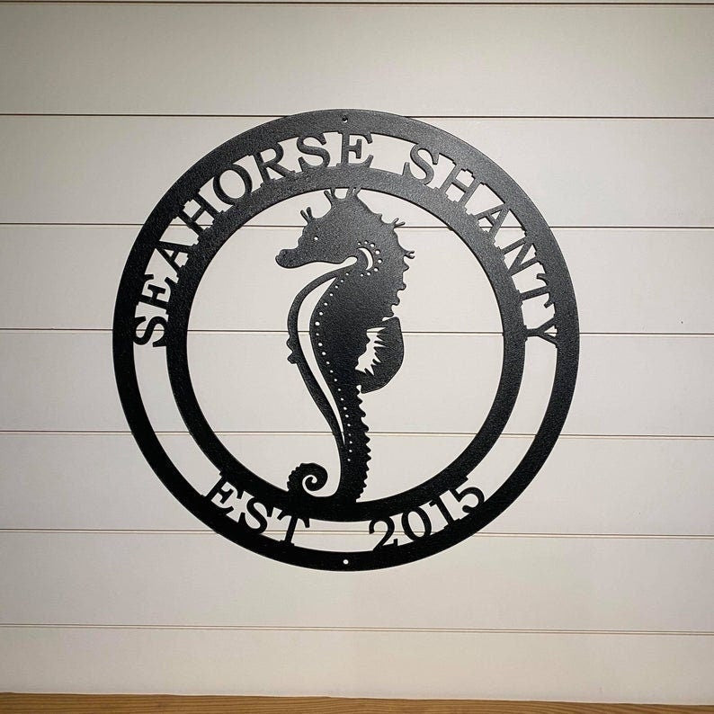 Seahorse Marine Life Sign Coastal Decor Nautical Ocean And Sea Animal ...