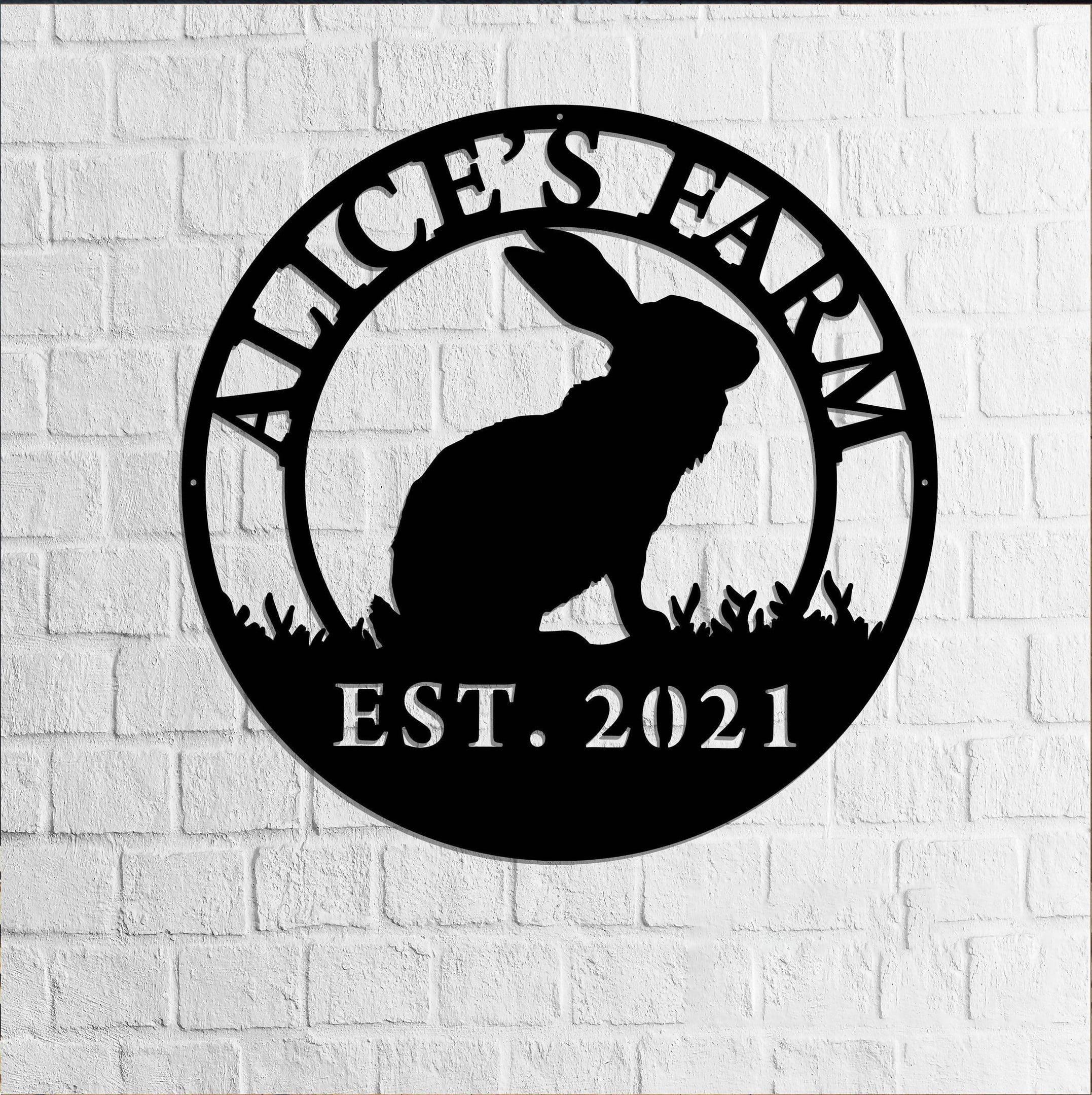 Name Sign For Rabbit Rabbit Sign Rabbit Farm Custom Family Name Steel Art Ranch Sign Family ...