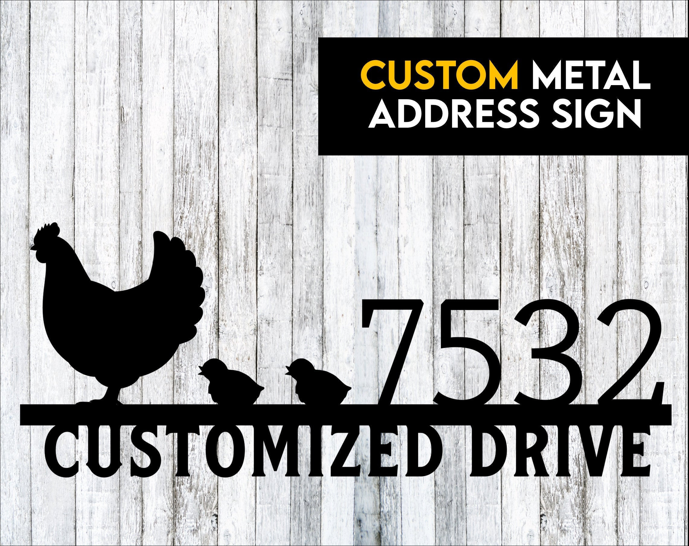 Chick Address Labels Chicken With Baby Chicks Custom Metal Address Sign Custom Address Sign ...