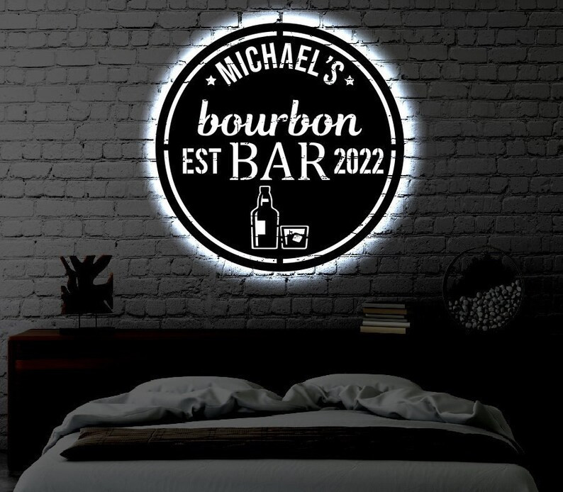 Personalized Bar LED Metal Art Sign Light up Bar Metal Sign Multi Colo ...