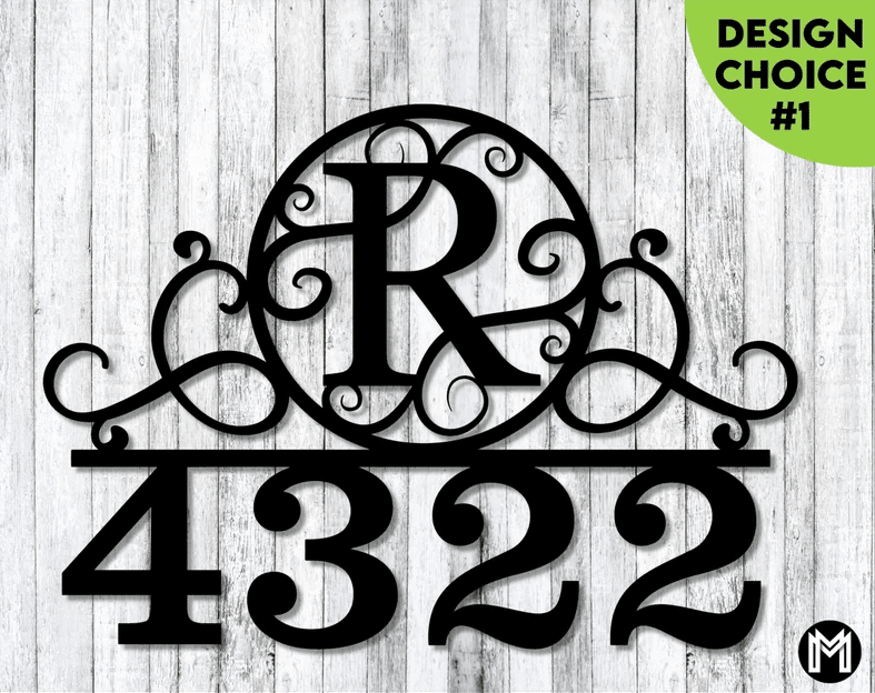 Monogram Address Sign With Custom Street Cut Metal Sign Initial Address ...