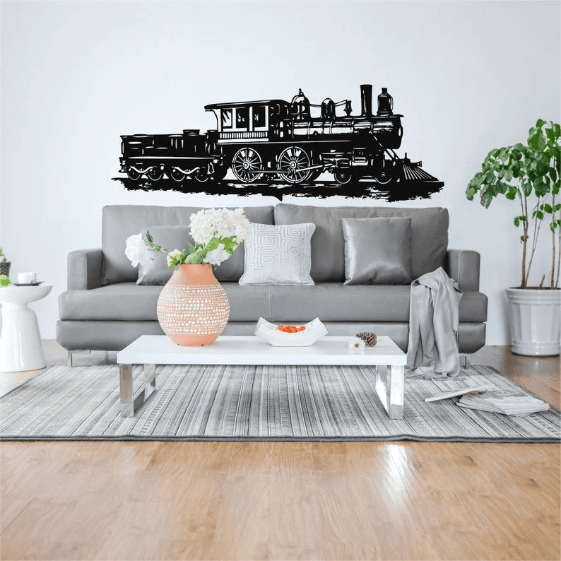 Metal Wall Decor Vintage Train Decor Home Kids Room Decoration Wall Ha ...