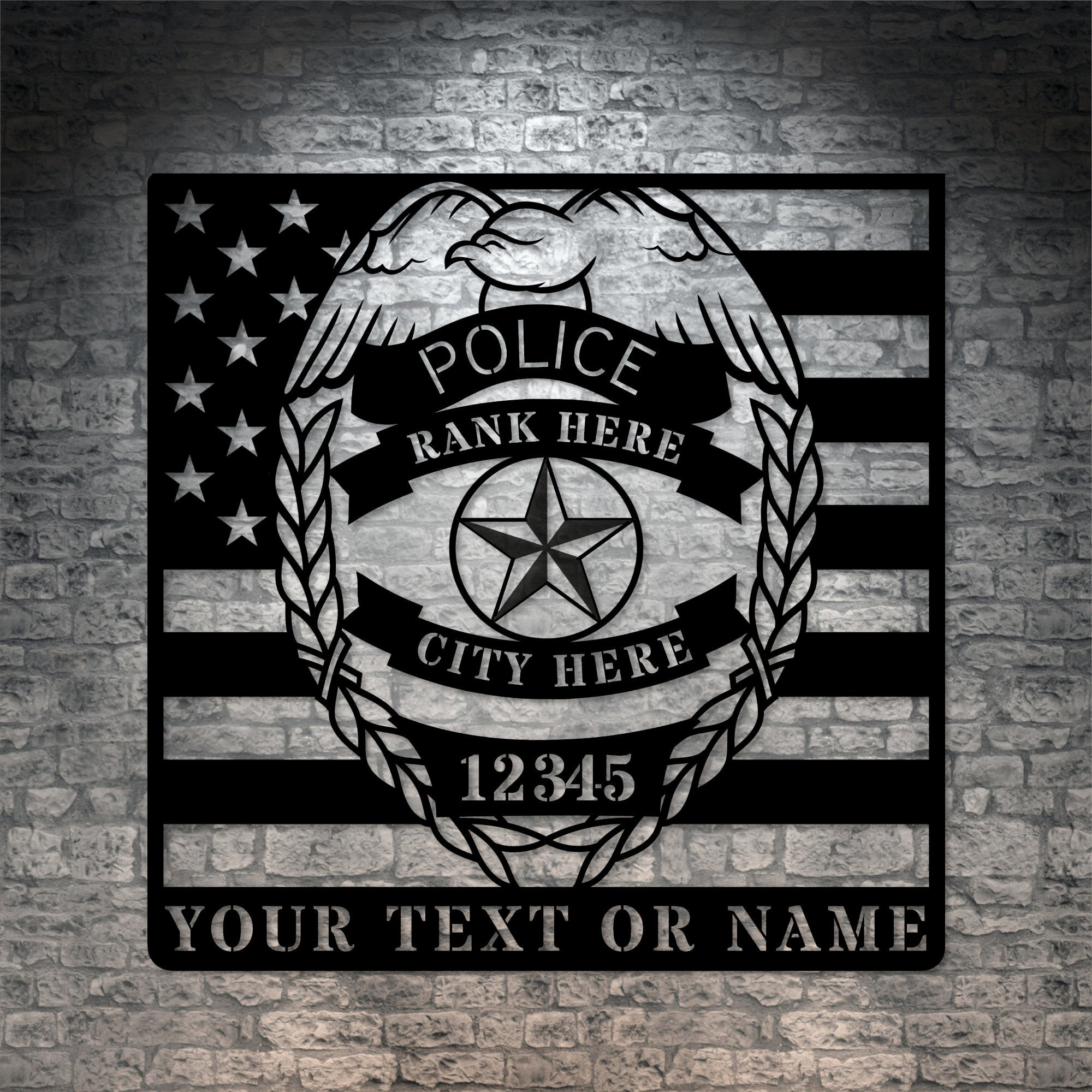 Police Tag Personalized Police Badge Name Metal Sign Custom Police Wall Decor Gift ...