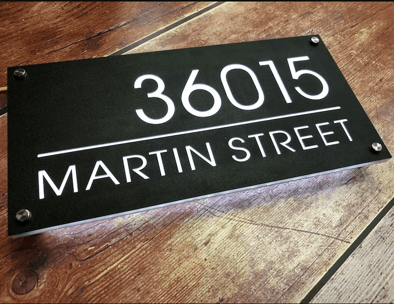 Custom House numbers Sign Horizontal Modern Light Acrylic, Steel Box P ...