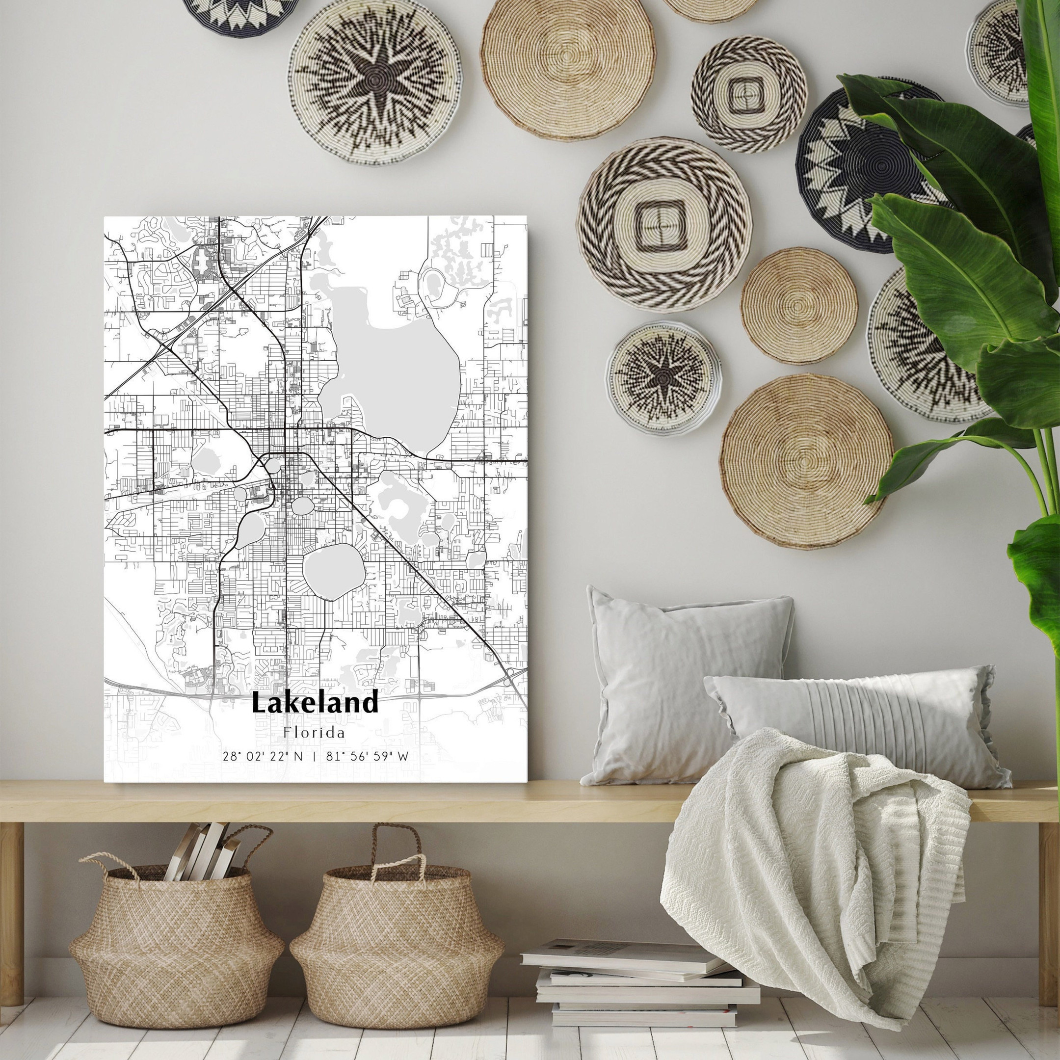 Lakeland City Map Print, Lakeland Florida Map Poster, USA City Street ...
