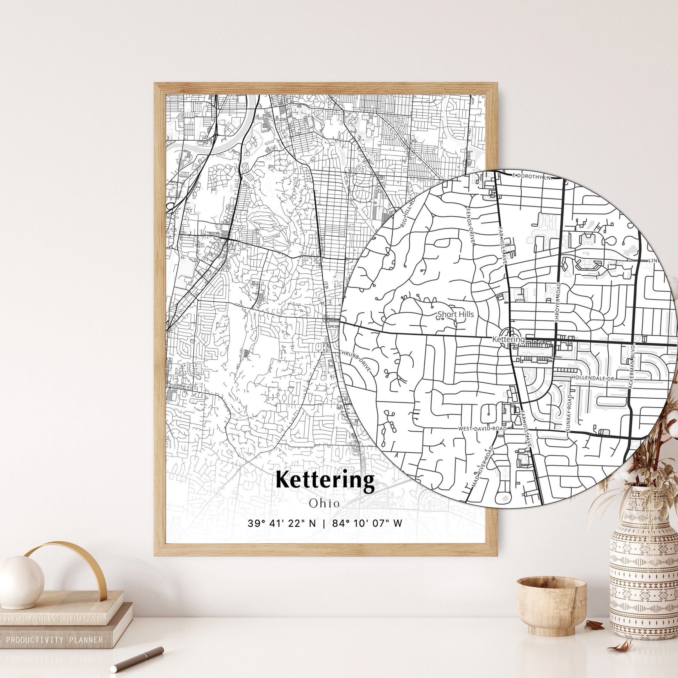 Kettering City Map Print, Kettering Ohio Map Poster, USA City Street ...