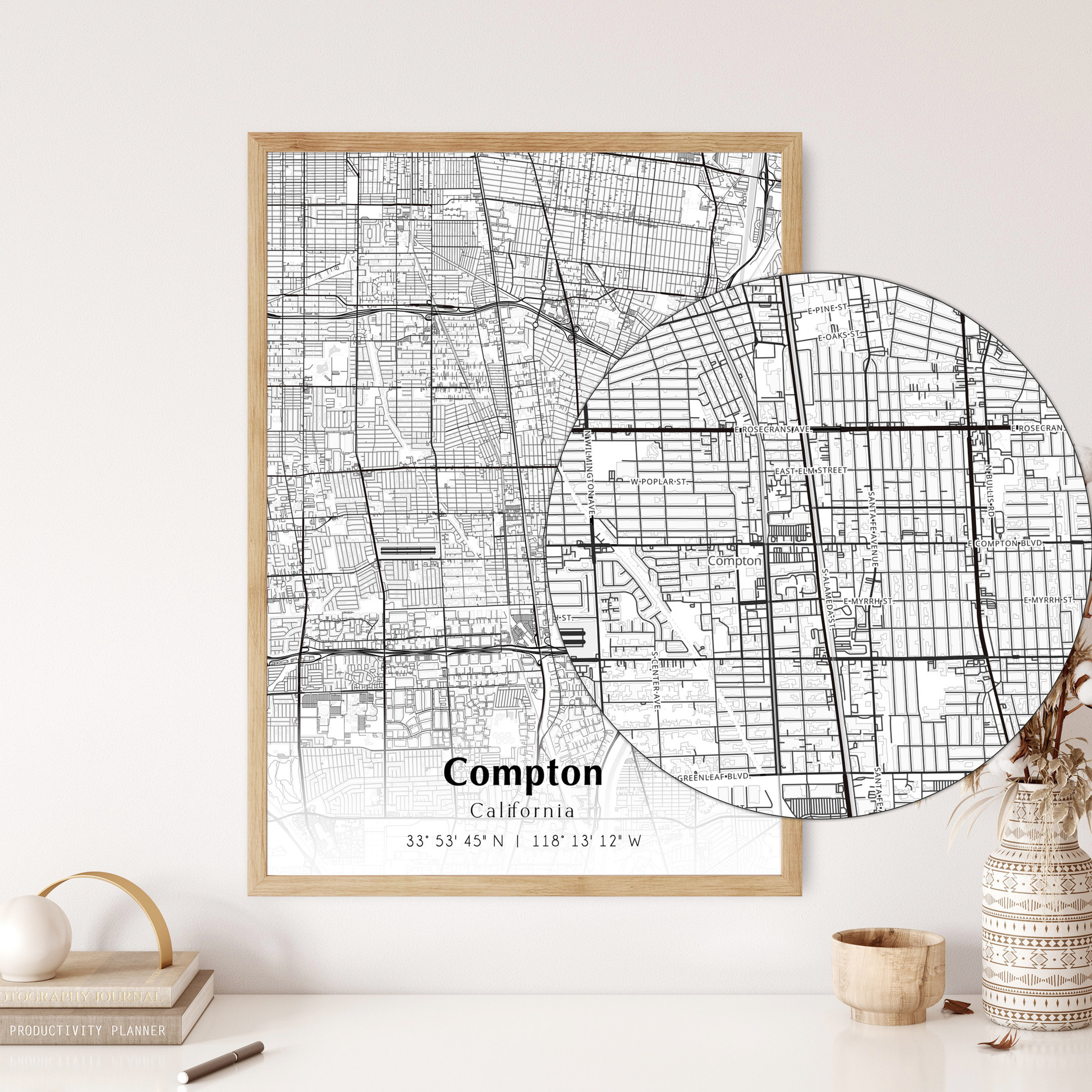 Compton Colorful Map Map of Compton Digital File, Modern City Map, Compton Printable Map ...