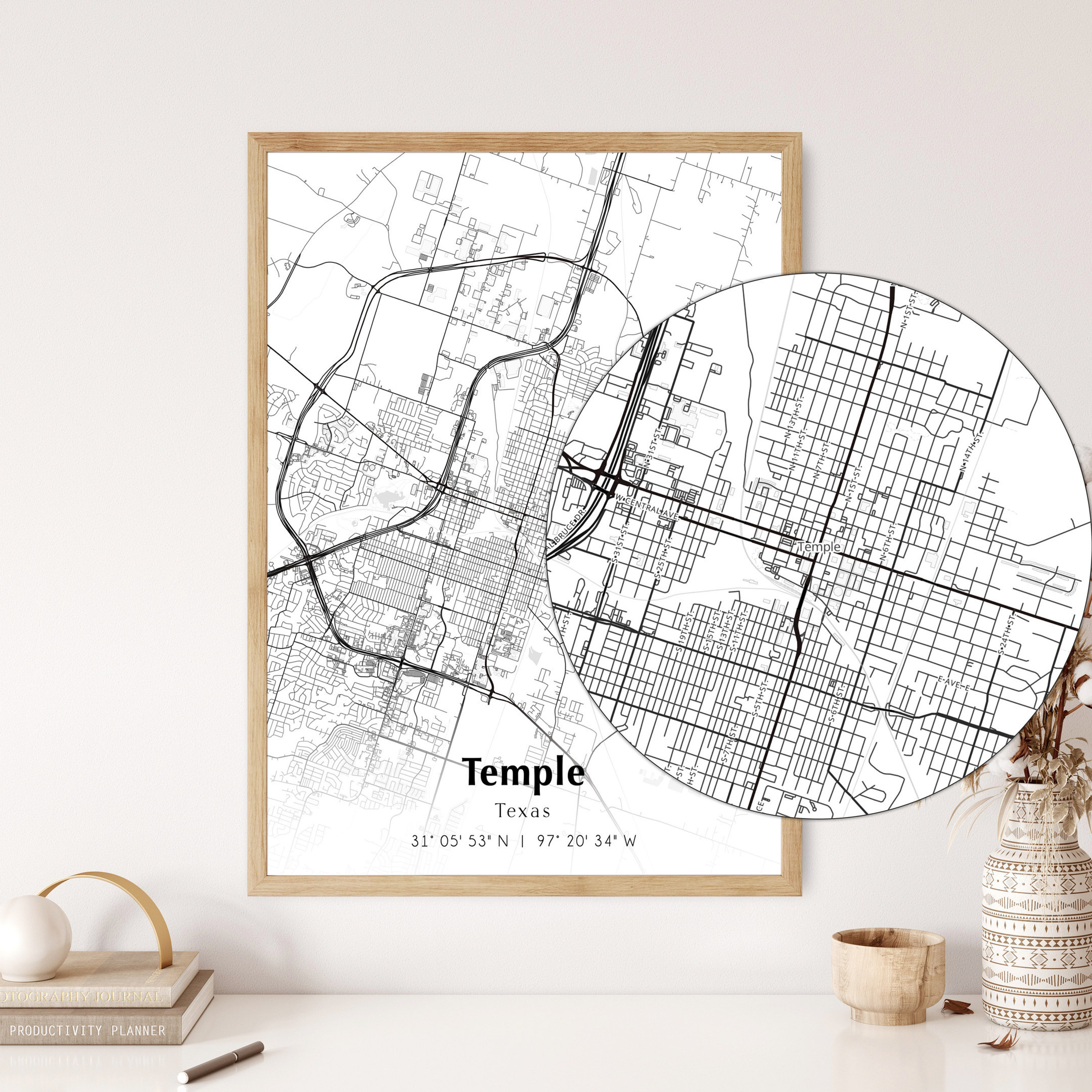 Map of Temple Digital File, Modern City Map, Temple Printable Map ...