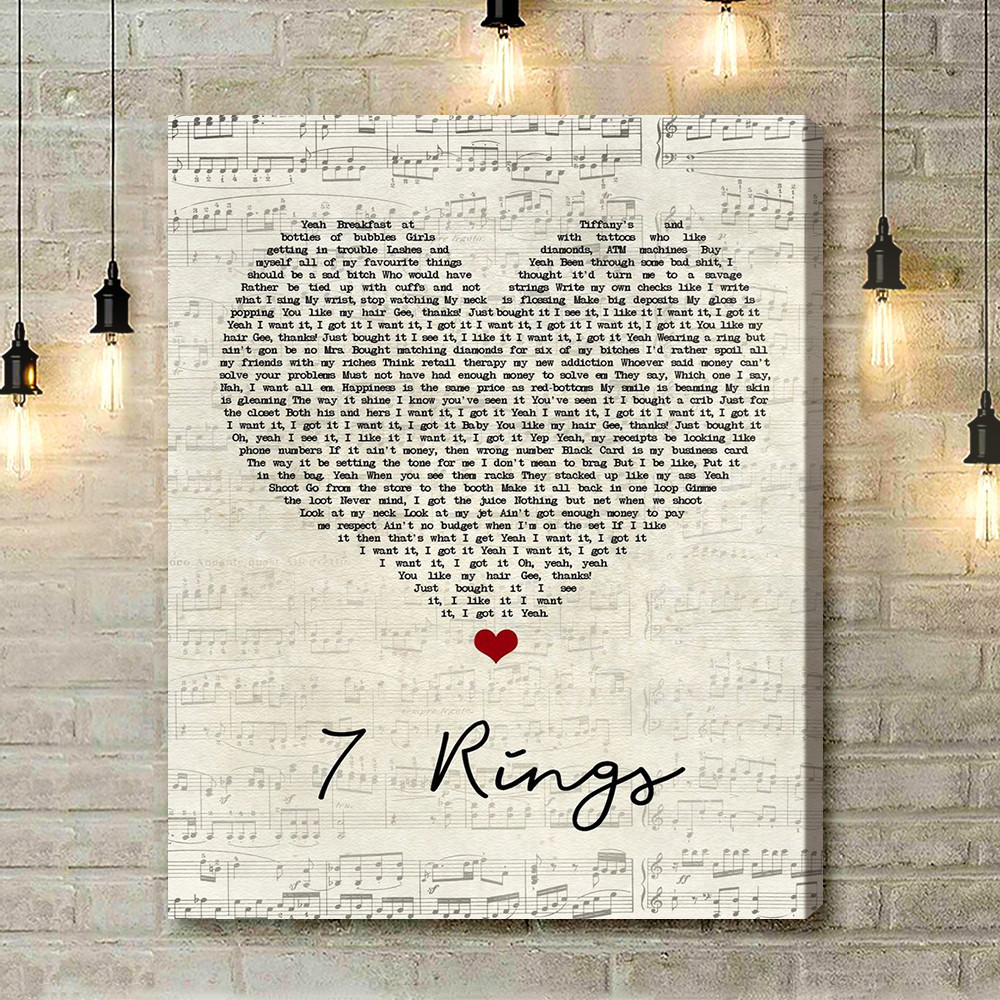 Ariana Grande 7 Rings Script Heart Song Lyric Quote Music Art Print ...