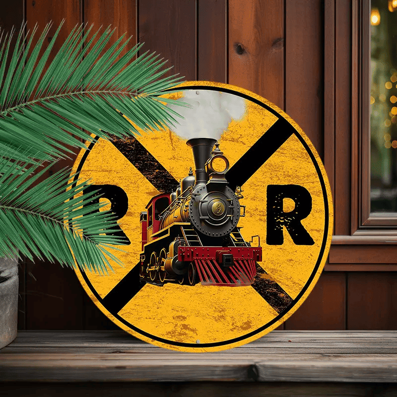 Unique Train Railroad Crossing Metal Sign For Home Decor - Aeticon