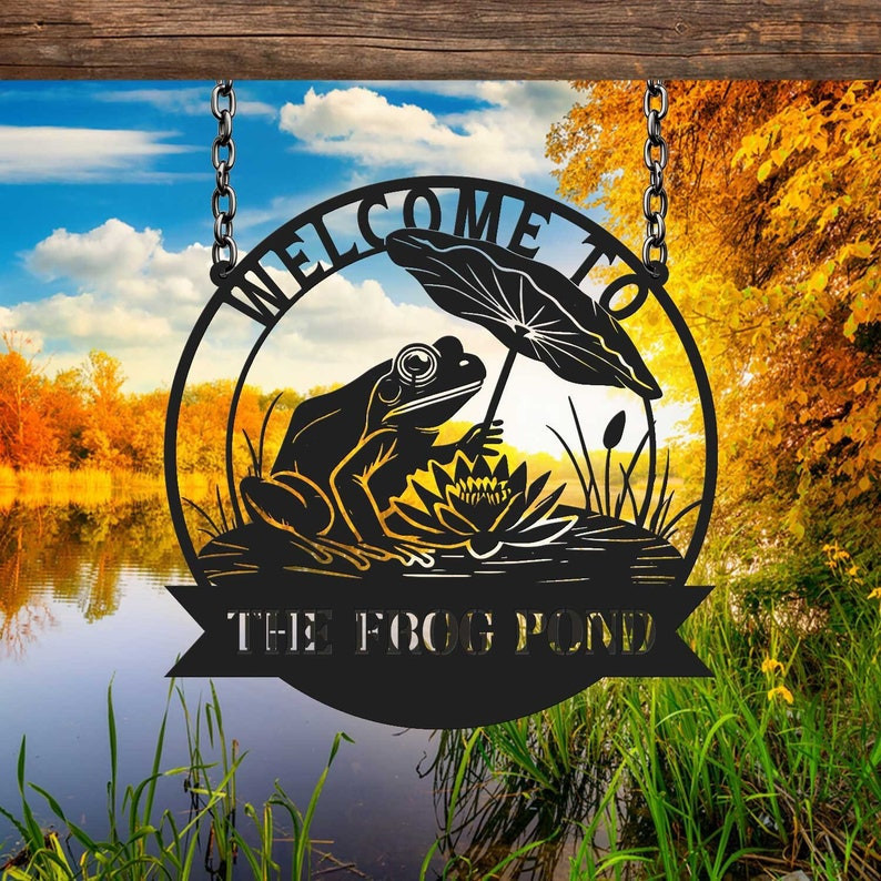 Custom Frog Pond Sign, Frog Metal Sign, Frog Wall Decor, Frog Decor ...