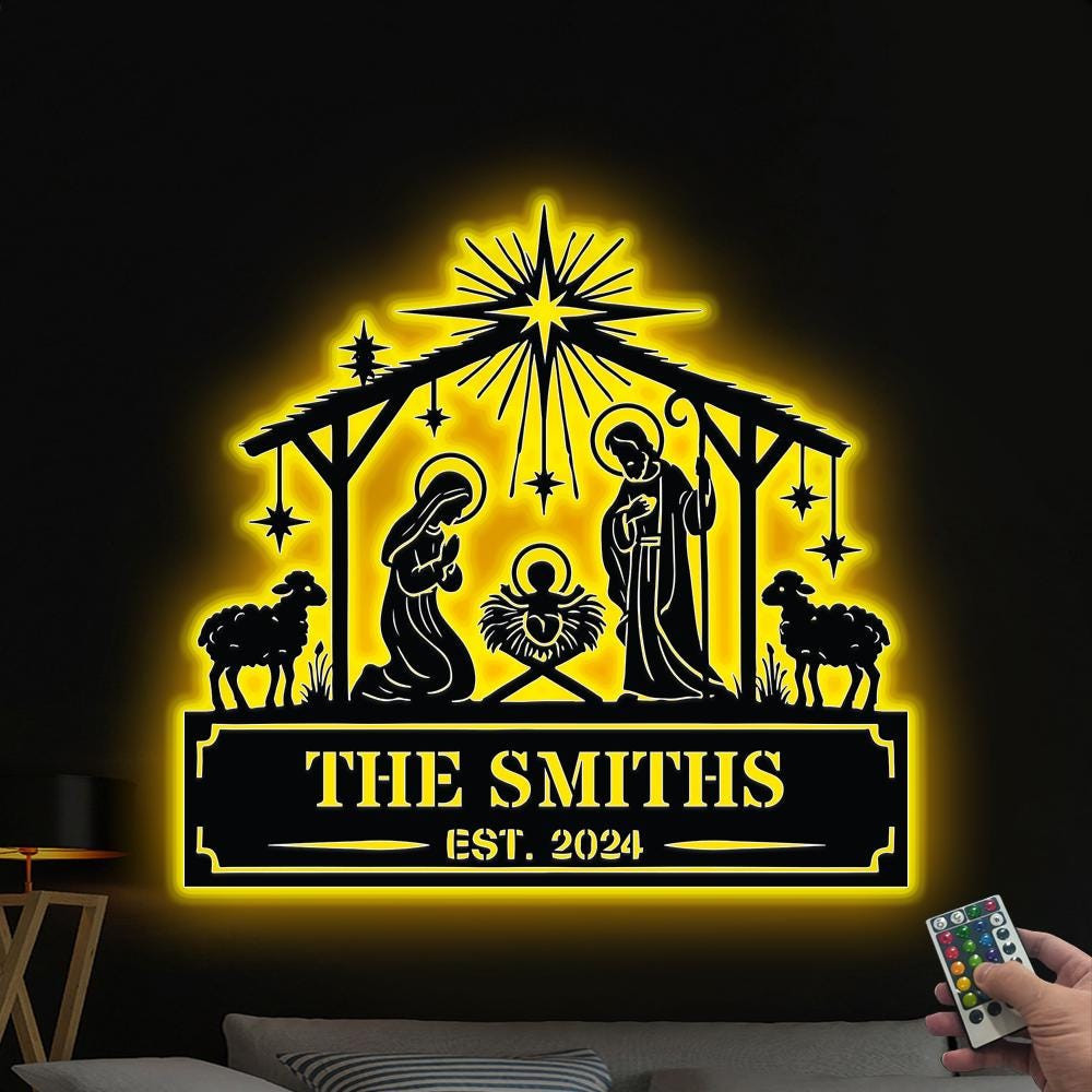 Custom Nativity Scene Metal Sign Nativity Metal Wall Art Holy Family ...