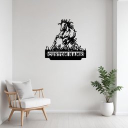 Custom Crazy Horse Running Metal Sign Wall Art Personalized Horse Decoration For Room Horse Home Decor Custom Horse Horse Lover Cowboy Gift