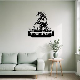 Custom Crazy Horse Running Metal Sign Wall Art Personalized Horse Decoration For Room Horse Home Decor Custom Horse Horse Lover Cowboy Gift