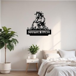Custom Crazy Horse Running Metal Sign Wall Art Personalized Horse Decoration For Room Horse Home Decor Custom Horse Horse Lover Cowboy Gift