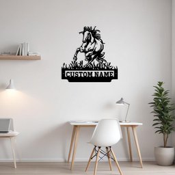 Custom Crazy Horse Running Metal Sign Wall Art Personalized Horse Decoration For Room Horse Home Decor Custom Horse Horse Lover Cowboy Gift