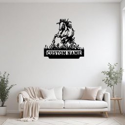 Custom Crazy Horse Running Metal Sign Wall Art Personalized Horse Decoration For Room Horse Home Decor Custom Horse Horse Lover Cowboy Gift