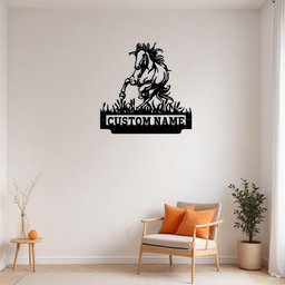 Custom Crazy Horse Running Metal Sign Wall Art Personalized Horse Decoration For Room Horse Home Decor Custom Horse Horse Lover Cowboy Gift