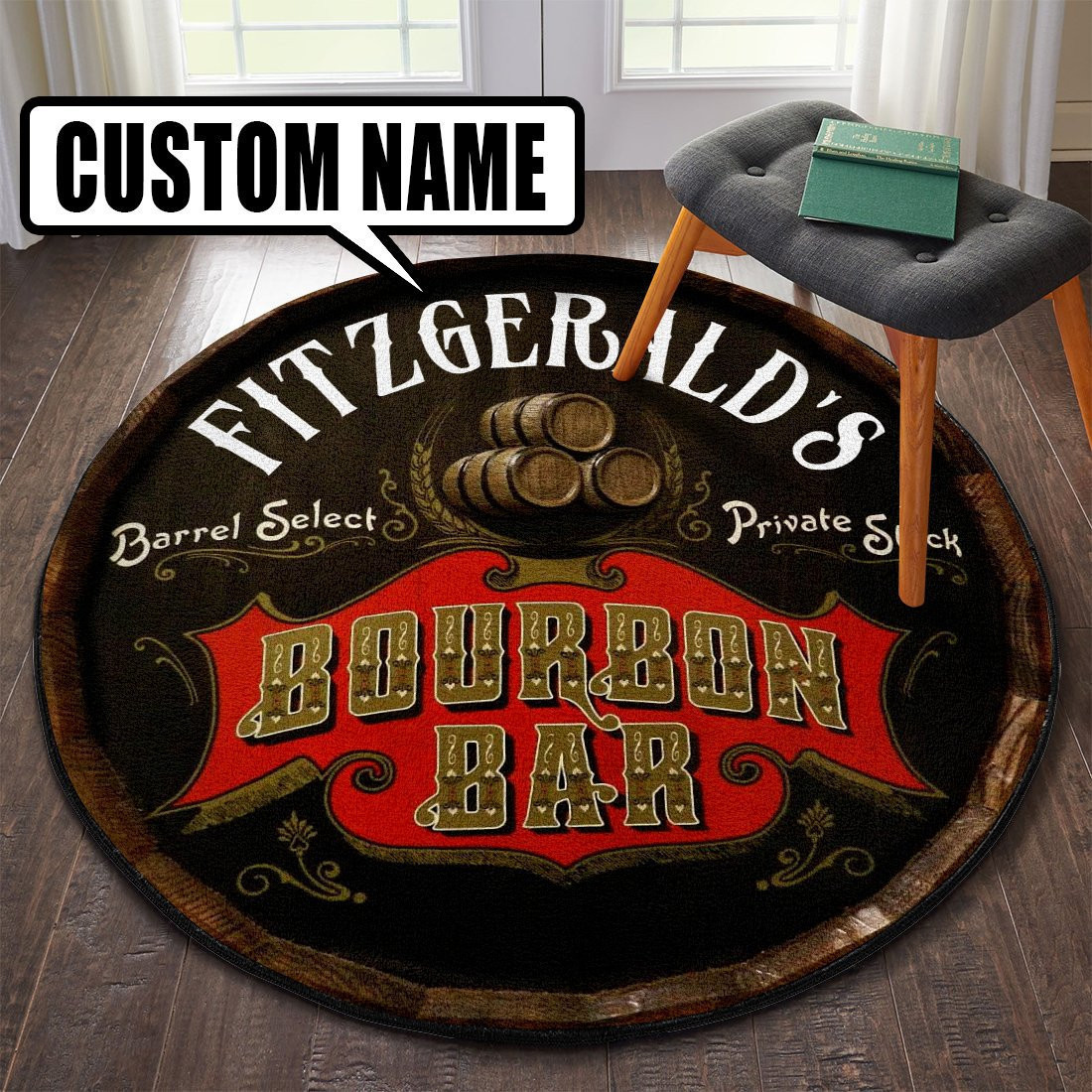 Personalized Bourbon Bar Round Mat Round Floor Mat Room Rugs Carpet ...