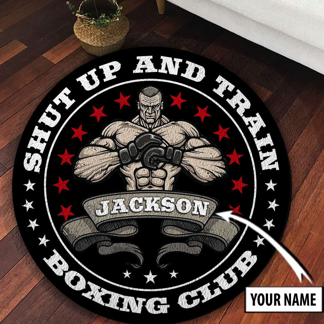 Personalized Boxing Shut Up And Train Round Rug, Carpet 07907 - Aeticon