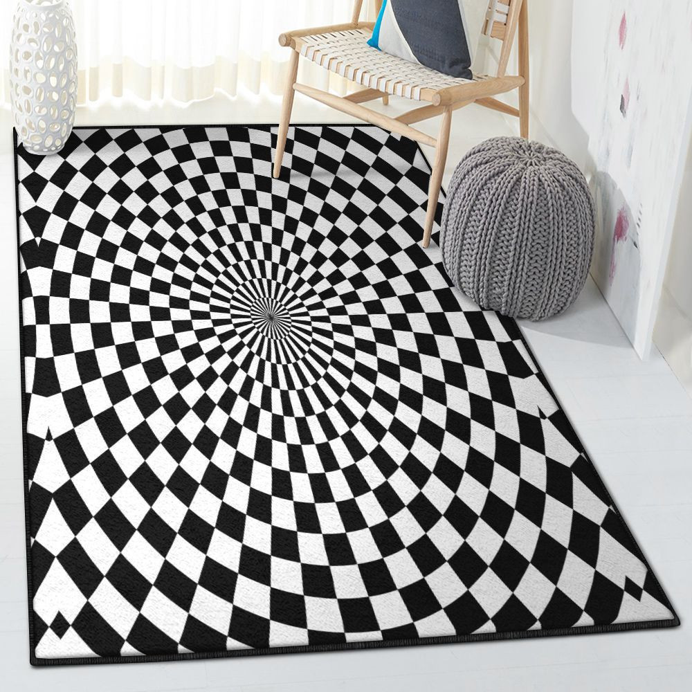 Illusion Art Checkered Flag Optical Illusion Rug Rectangle Rugs ...