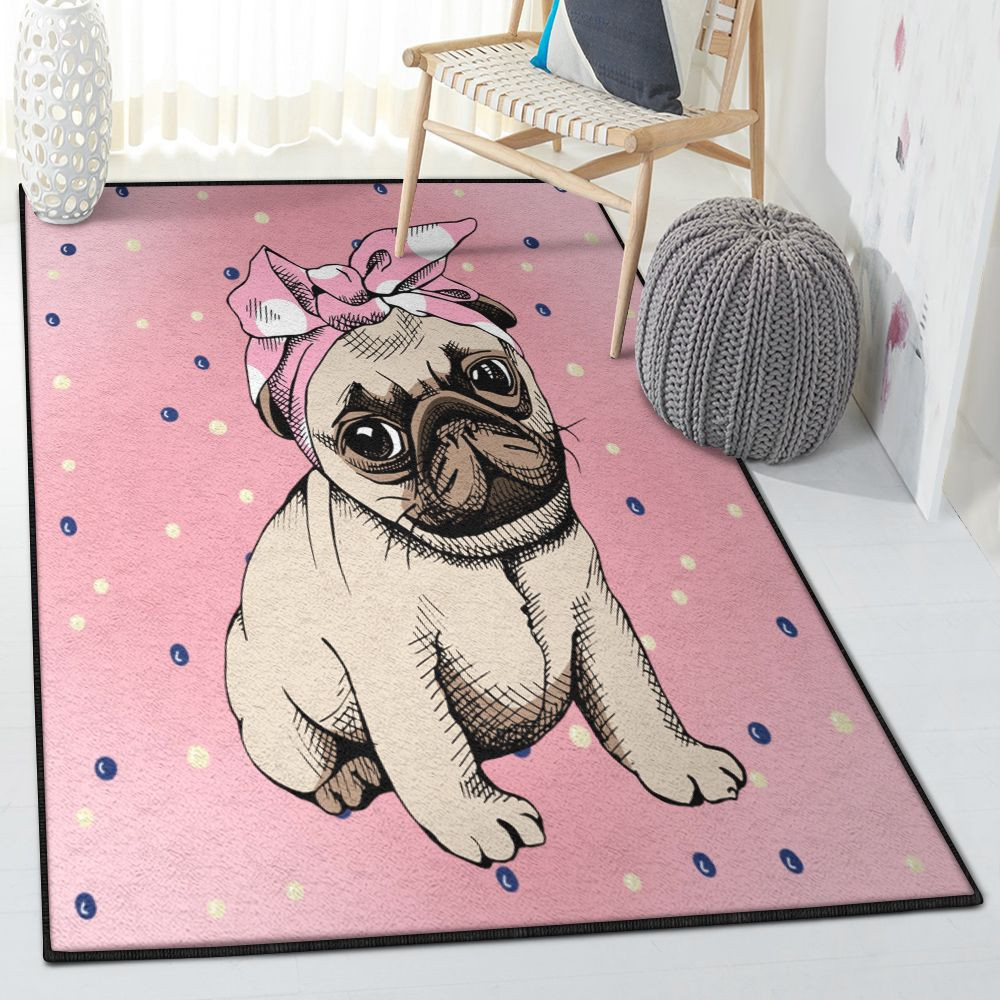 Pug Large Pug Rug Rectangle Rugs Washable Area Rug Non-Slip Carpet For ...