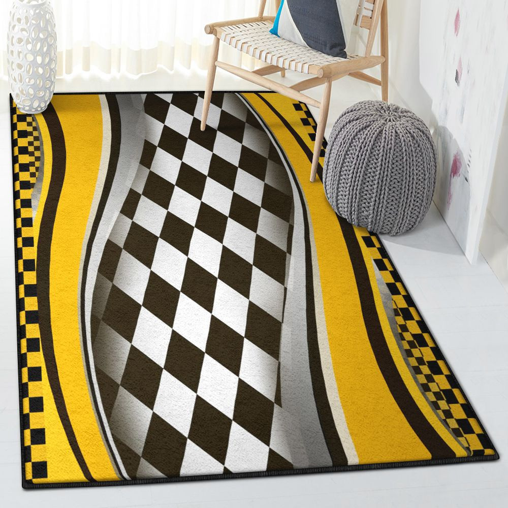 Racing Non Shedding Checkered Flag Racing Style Rug Rectangle Rugs ...