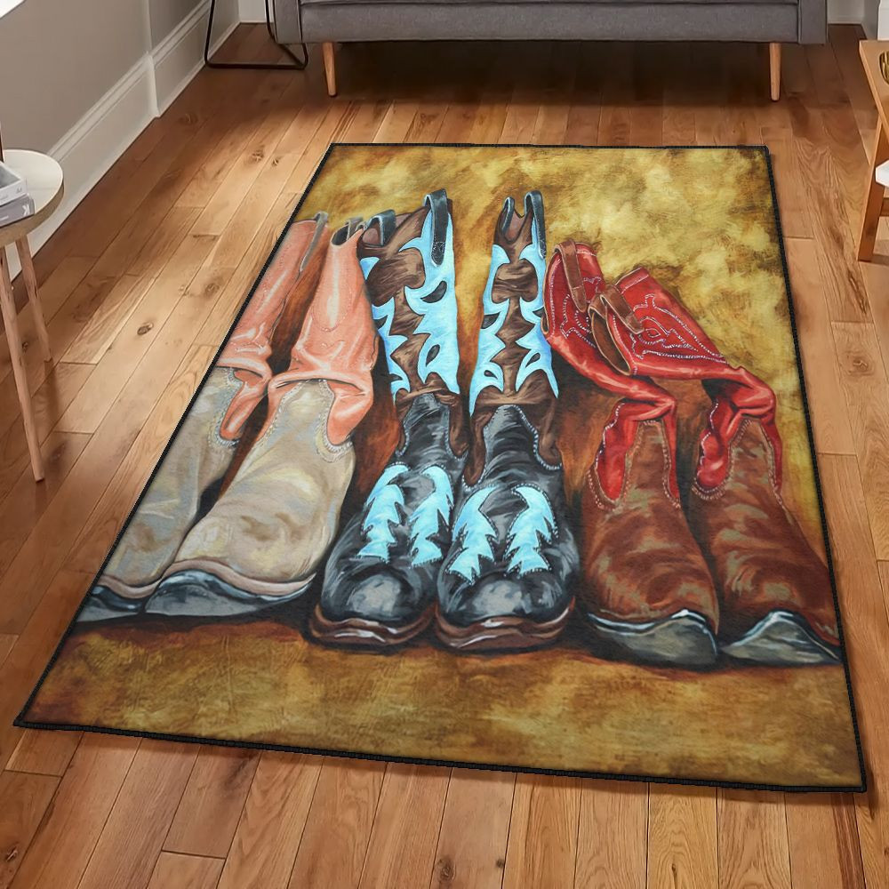 Western Cowboy Boots Cowboy Rug Rectangle Rugs Washable Area Rug Non ...