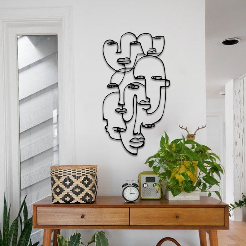 Picasso Faces line art Woman Line Art Metal Wall Decor Black Metal Art ...