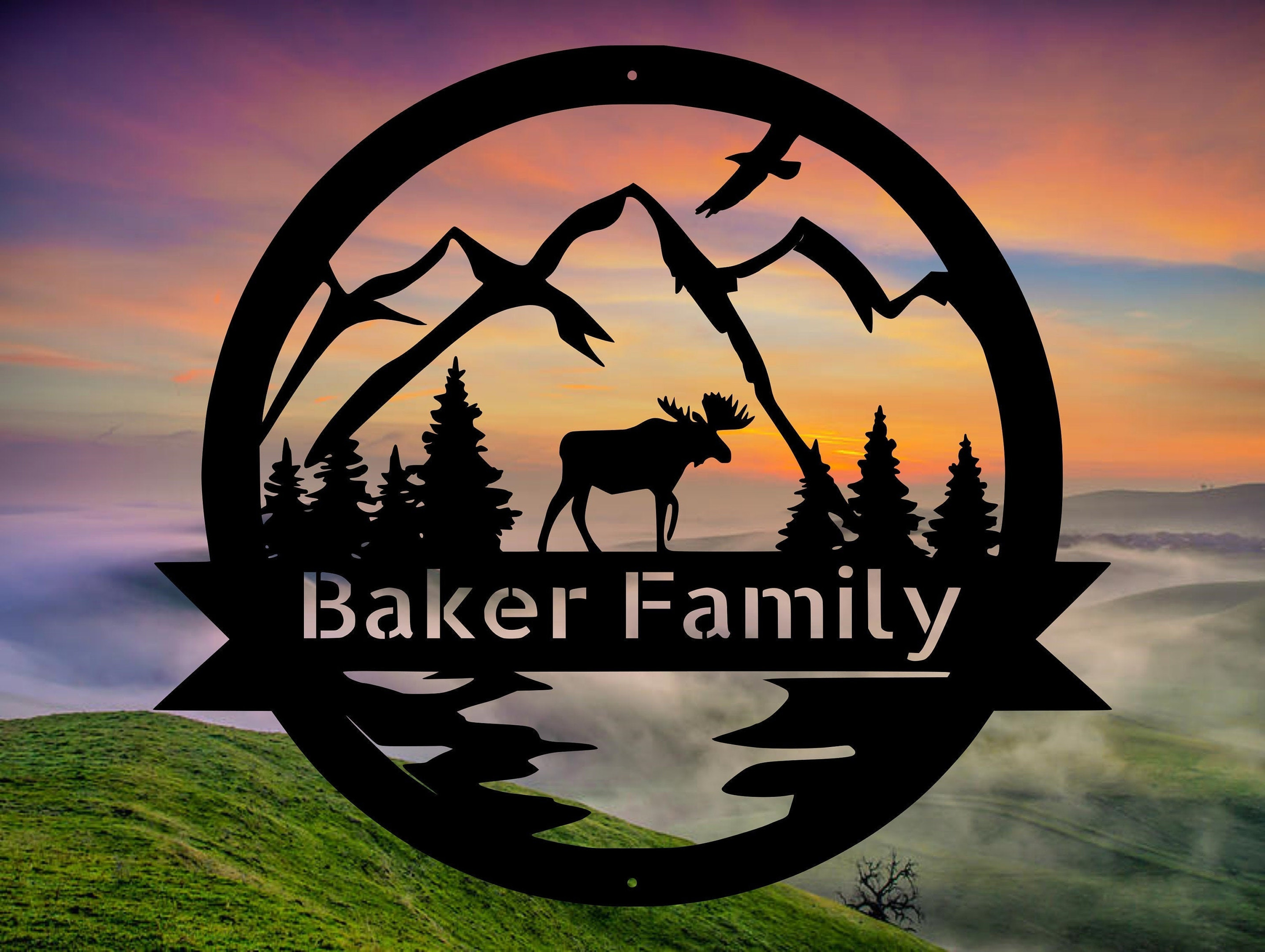 Personalize Metal Moose Sign Moose Metal Sign Last Name Moose Sign For ...