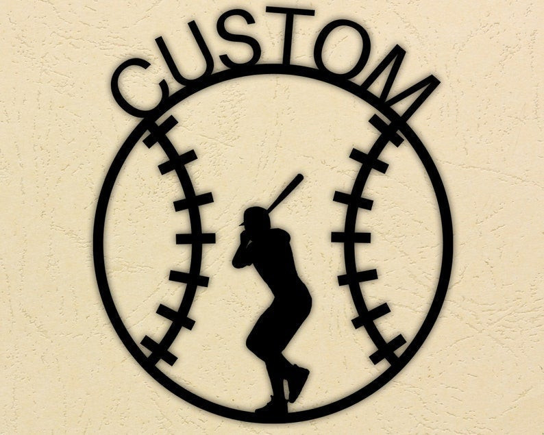 Simple Metal Baseball Sign Personalized Wall Sign Baseball Sign Wall Hanging Metal Sign ...