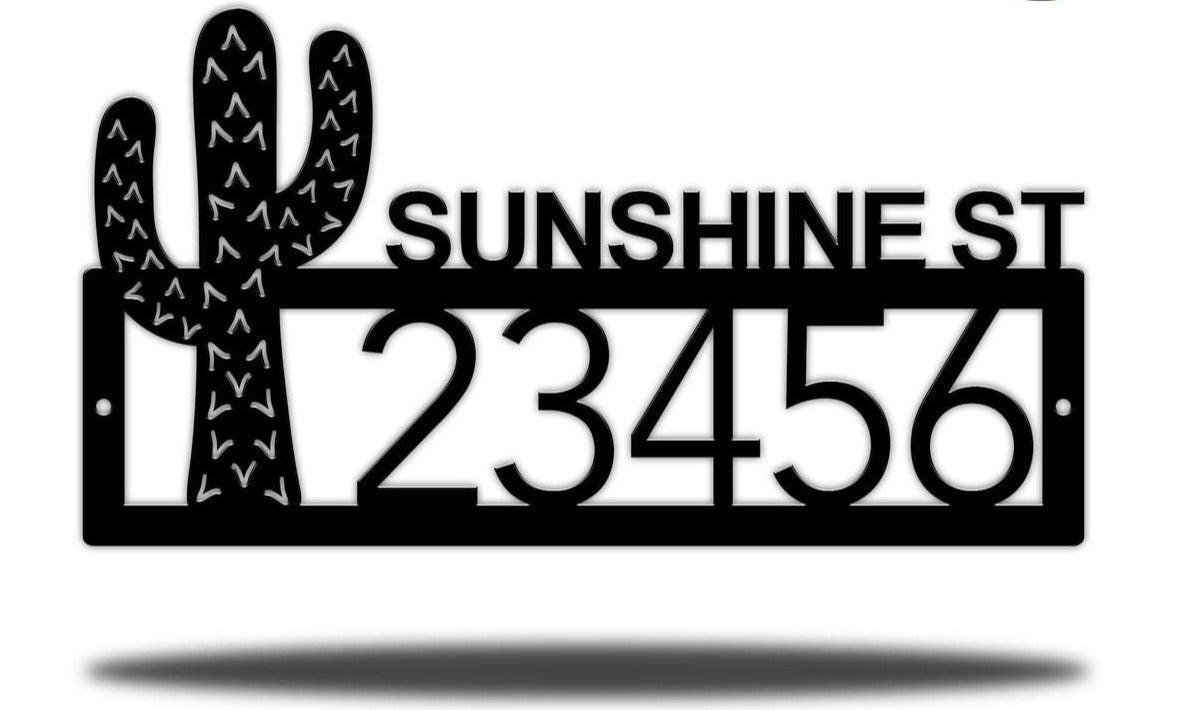Artsy Cactus Address Plaque Cut Metal Sign Metal House Sign Decorations ...