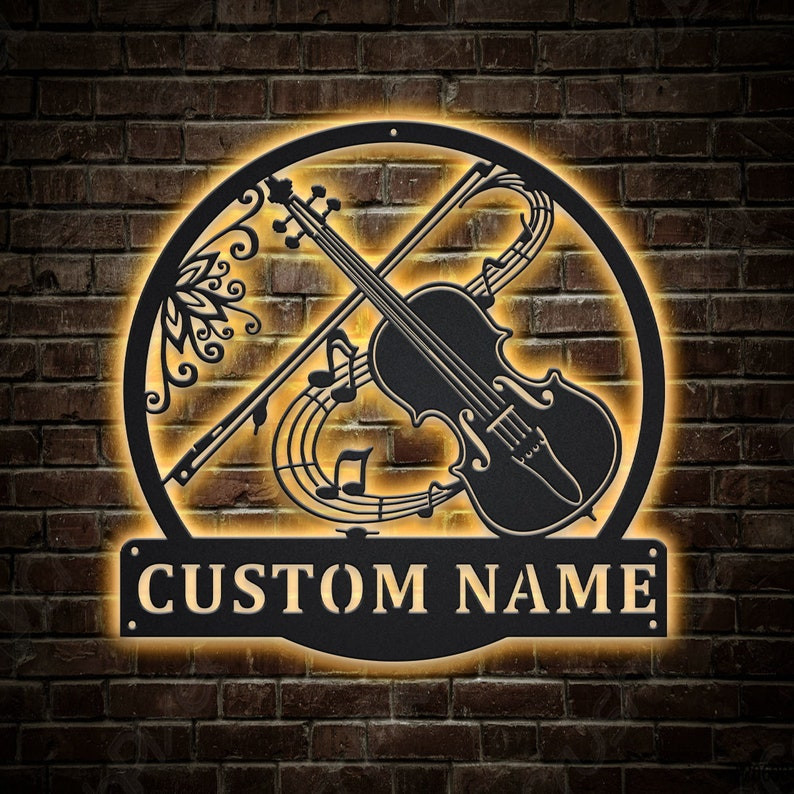 Layered Viola Sign Personalized Viola Musical Instrument Metal Sign WITH LED/WITHOUT LED ...