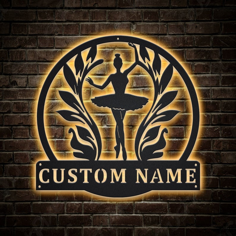 Personalized Ballet Dance Monogram Metal Sign WITH LED/WITHOUT LED Lig ...