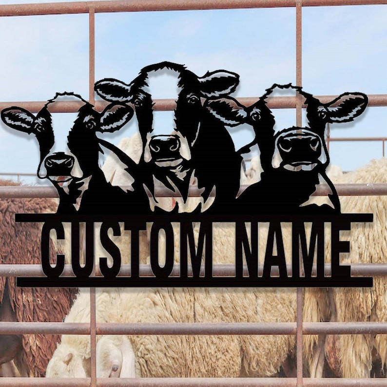 Cow Custom Cow Metal Sign Personalized Cow Cattle Metal Wall Art Custom Cow Farm ...