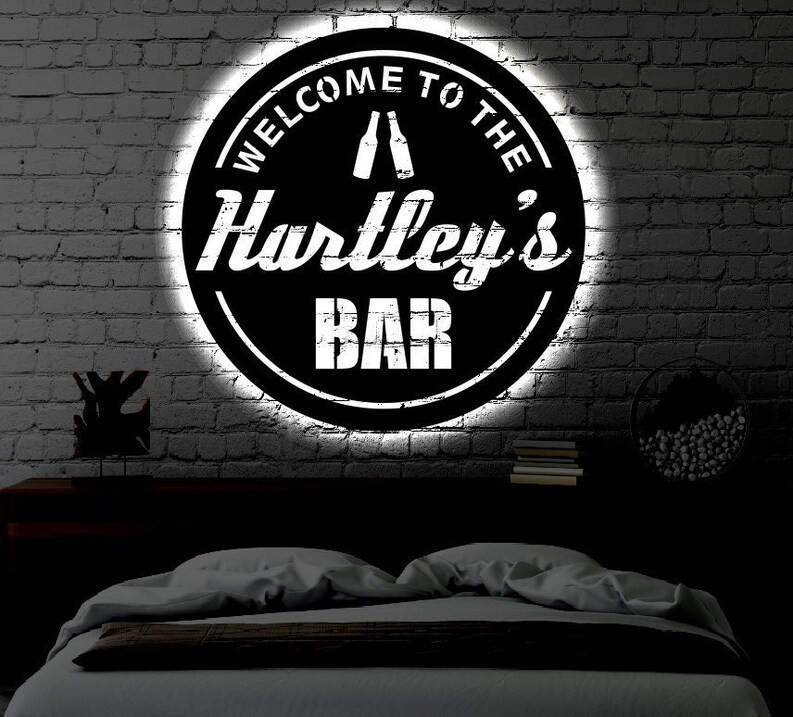 Personalized Bar LED Metal Art Sign Light up Bar Metal Sign Multi Colo ...