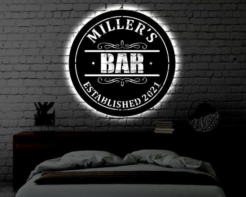 Personalized Bar LED Metal Art Sign Light up Bar Metal Sign Multi Colo ...