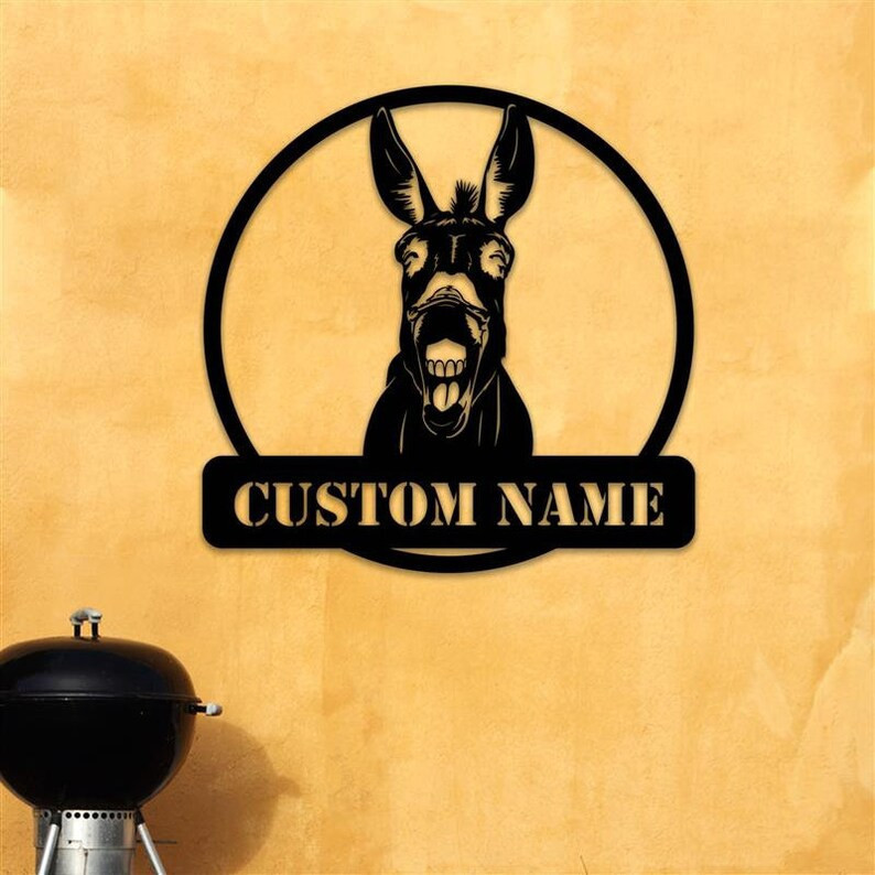 Donkey Rodeo Sign Personalized Donkey Ranch Sign Farm Sign Outdoor Two Donkey Metal Sign ...
