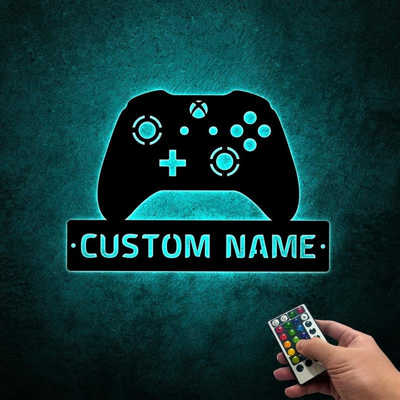 Personalized Game Room Metal Sign WITH LED/WITHOUT LED Light Xbox Cont ...