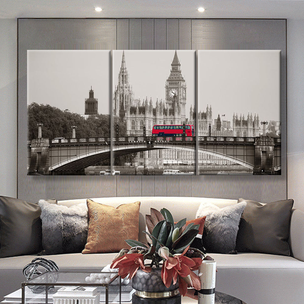 Vintage London View and Big Ben, Multi Canvas Painting Ideas, Multi ...