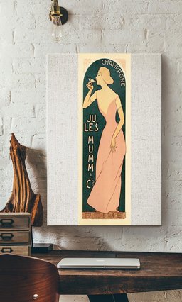 Champagne Jules Mumm By Maurice Realier Dumas C1895 Vintage France Wine For Wine Lover Girl Room Decor Canvas Gallery Painting Wrapped Canvas Framed Prints, Canvas Paintings Wrapped Canvas 12x16