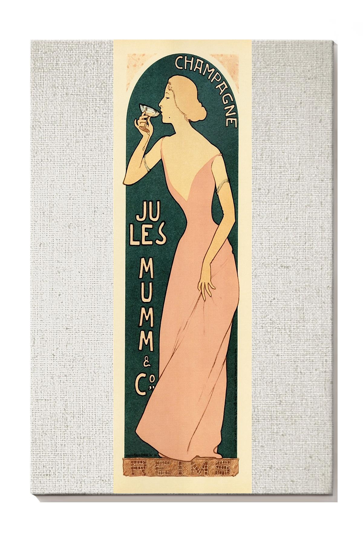 Champagne Jules Mumm By Maurice Realier Dumas C1895 Vintage France Wine For Wine Lover Girl Room Decor Canvas Gallery Painting Wrapped Canvas Framed Prints, Canvas Paintings Wrapped Canvas 8x10